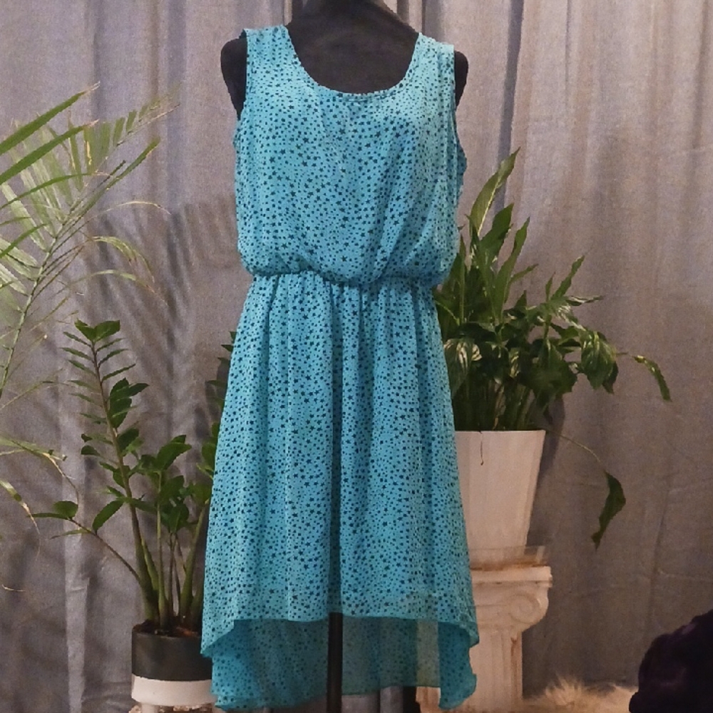 Adorable Tiny Star Blue High-low Sleeveless Dress